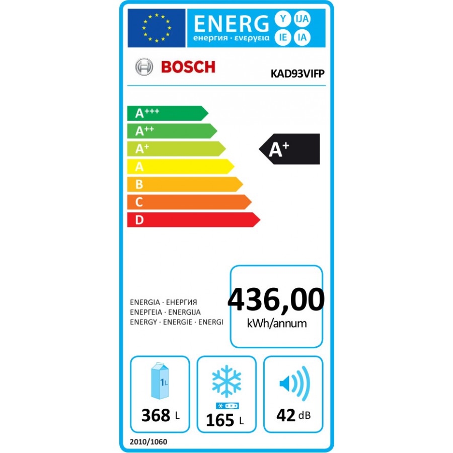 Bosch Ψυγείο Ντουλάπα KAD93VIFP Full NoFrost (533lt A+) Inox